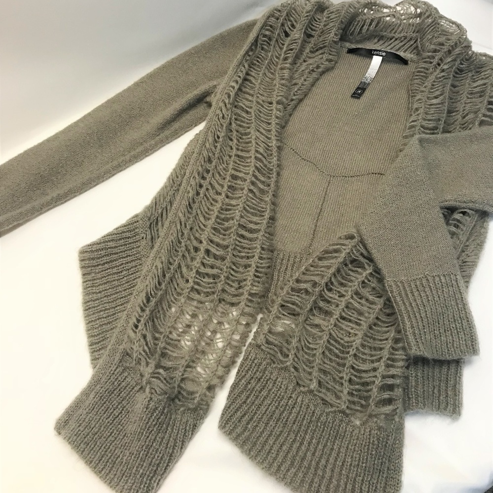 Kensie Open Front Taupe Cardigan Small